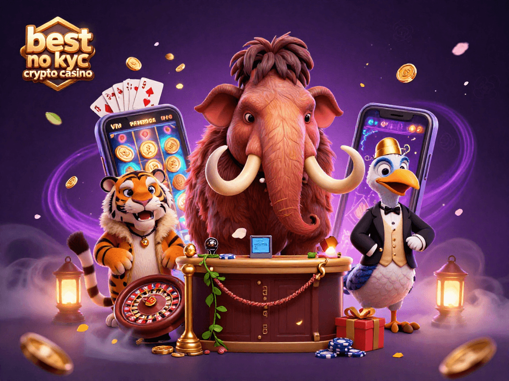 Spin and win at the best no kyc crypto casino with a vibrant 3D bouncer scene.