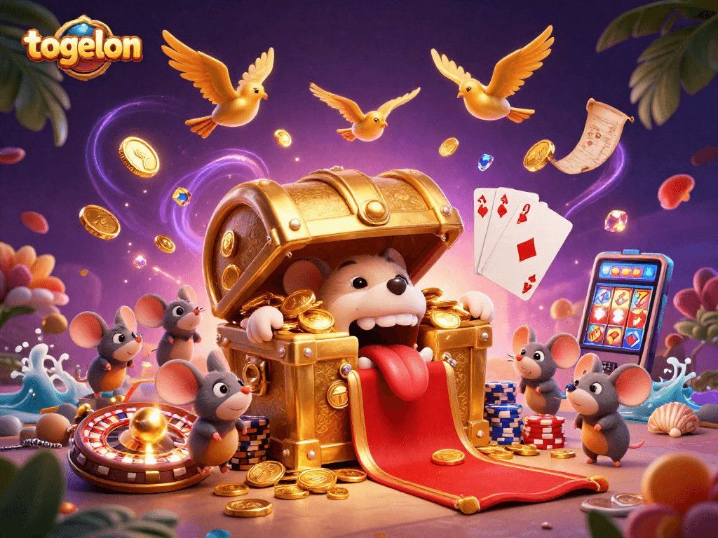 Engage with togelon and win as adventure mice are lured by a treasure chest amid dynamic casino elements.