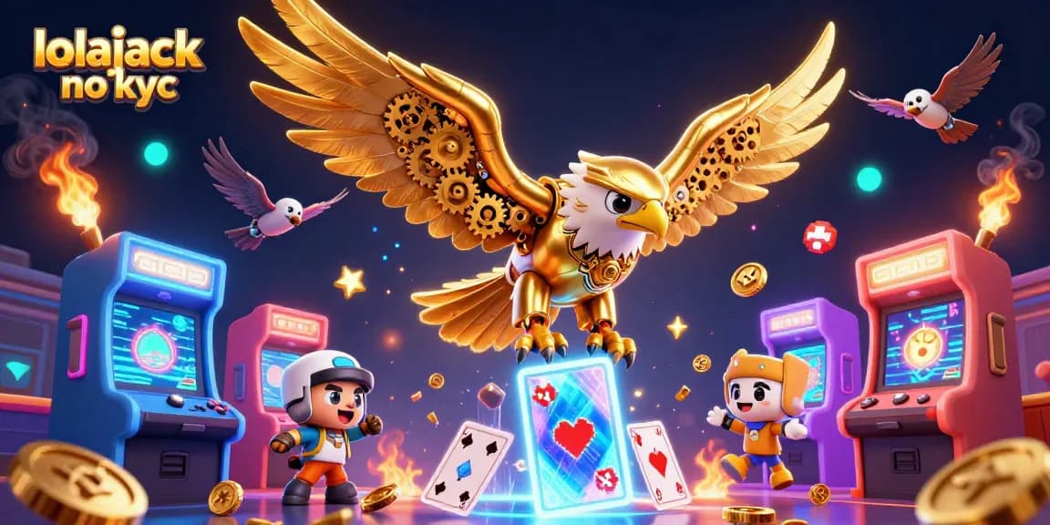 Experience thrilling gaming with lolajack no kyc, showcasing vibrant 3D casino elements and characters.