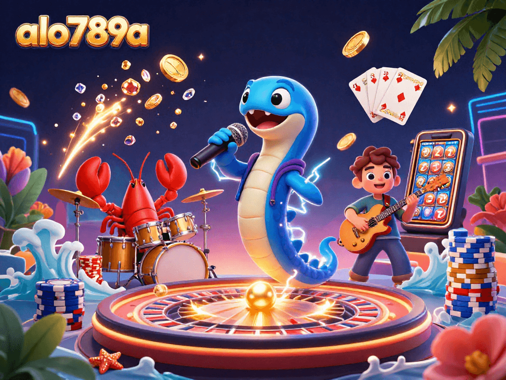 Play and win exciting games at alo789a with lively 3D casino characters illuminating the underwater stage.