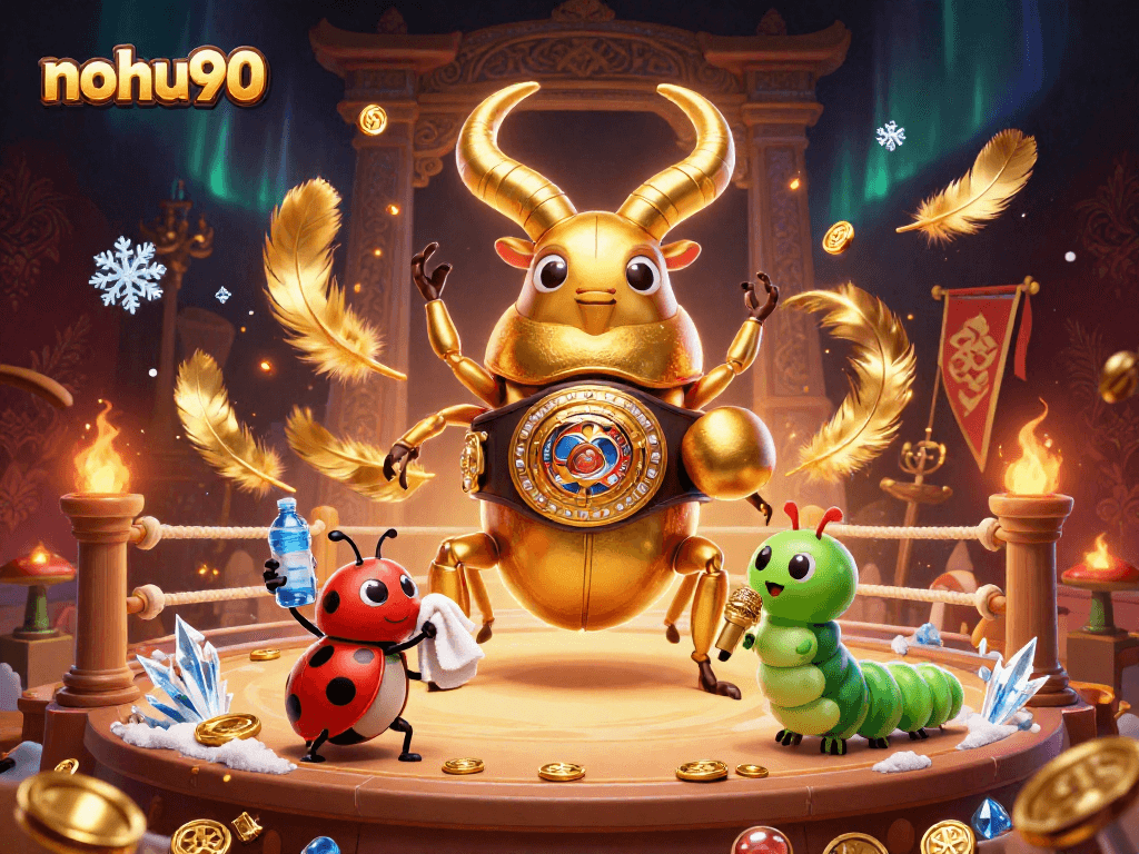 Spin winnings at nohu90 with vibrant casino characters and game elements in dynamic 3D art