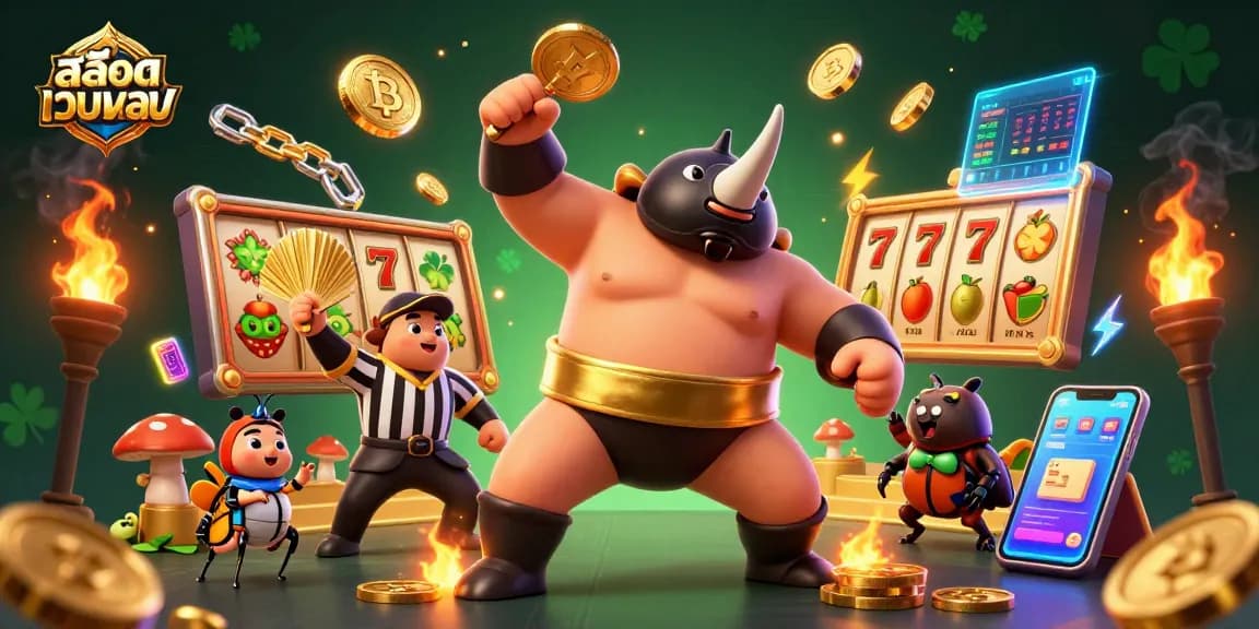 Spin the reels and win big with สล็อตเว็บตรง while enjoying a thrilling 3D casino scene.