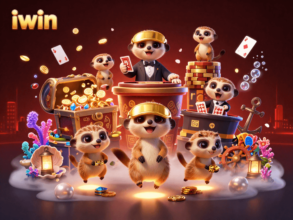 Experience lively gaming action at iwin with meerkats running a vibrant casino operation!