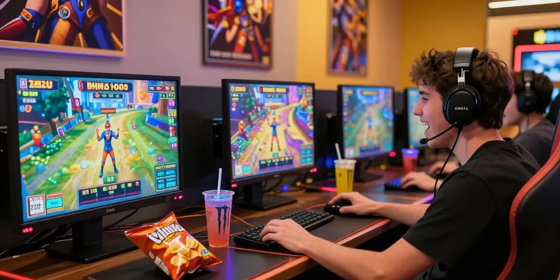 Pengalaman bermain slot88 dalam suasana gaming yang ceria dengan layar penuh grafis menarik.