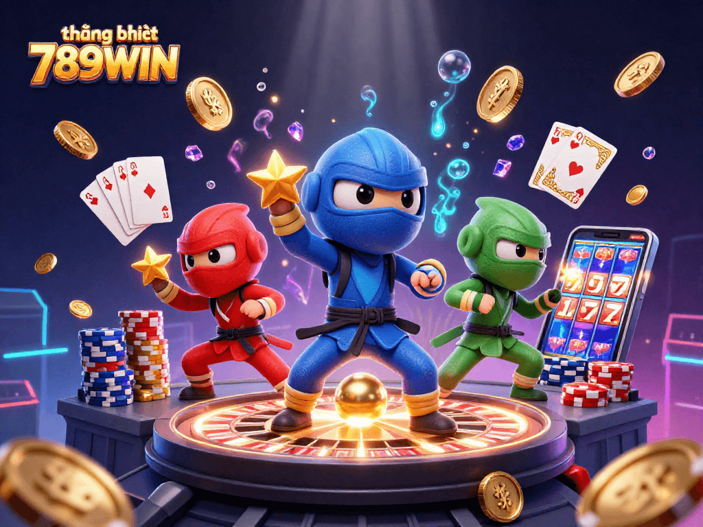 Experience the thrilling action of thương hiệu 789WIN with a dynamic scene of chameleons showcasing their gambling prowess amidst casino elements.