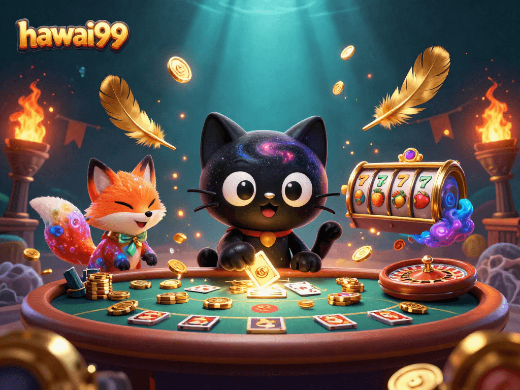Experience thrilling gameplay with hawai99 at a cosmic casino featuring unique characters and vibrant elements.