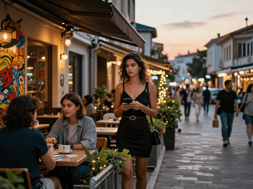 Antalya Ucuz Escort enjoying a vibrant evening in the city, showcasing sophistication and style.