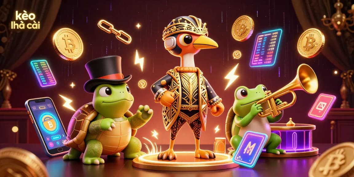 Engage with kèo nhà cái through vibrant 3D illustration of a lively speakeasy scene.