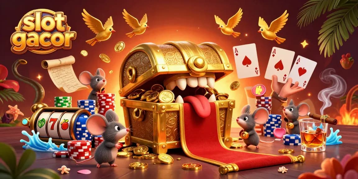 Glukkan slot gacor dengan karakter penyihir menarik dan simbol buah di dalam ilustrasi kasino yang semarak.