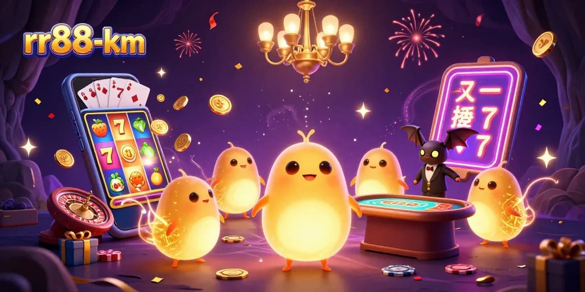 Experience vibrant 3D casino excitement with rr88-km's glowing glowworms lighting up the gambling scene.