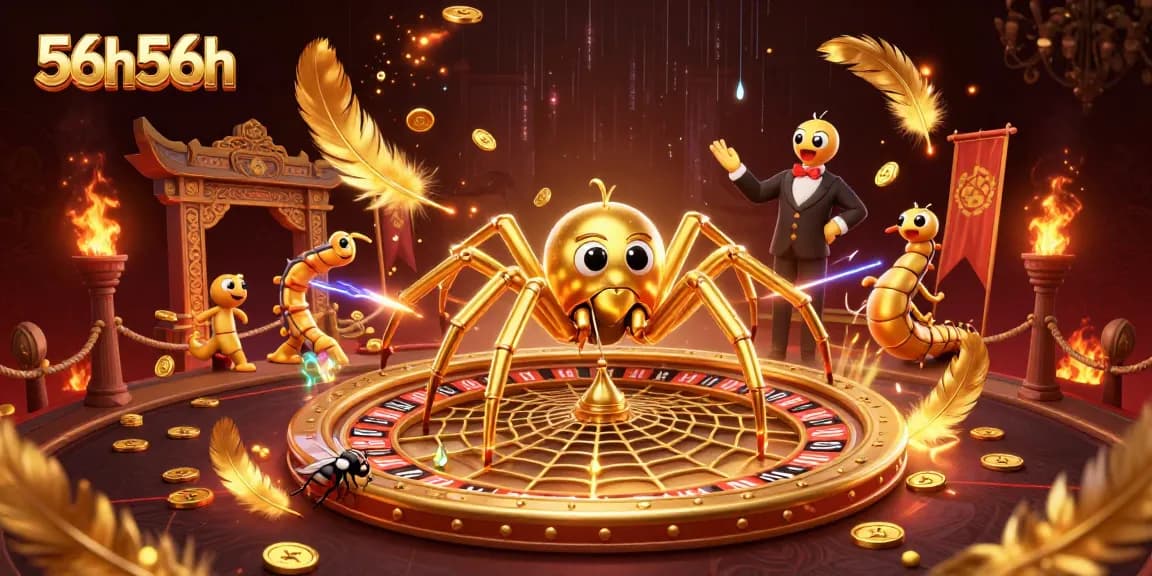 Place bets and spin in the engaging 56h56h casino scene featuring a roulette wheel and dynamic characters.
