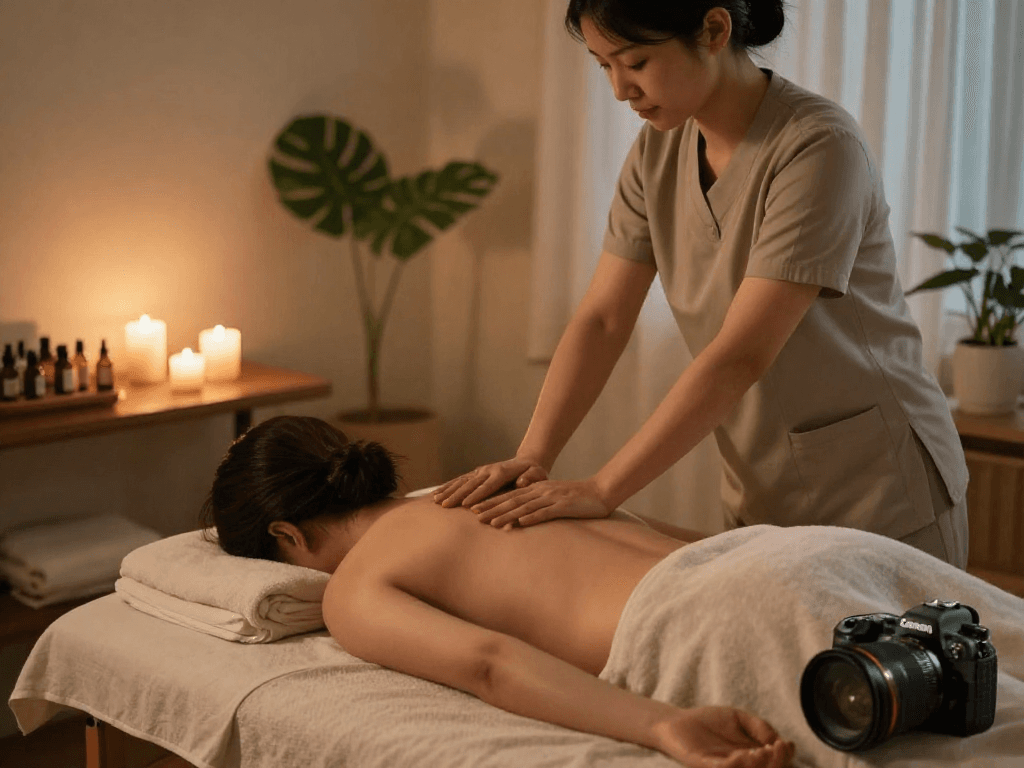 Relaxing 인천출장마사지 session with professional therapist in serene home atmosphere
