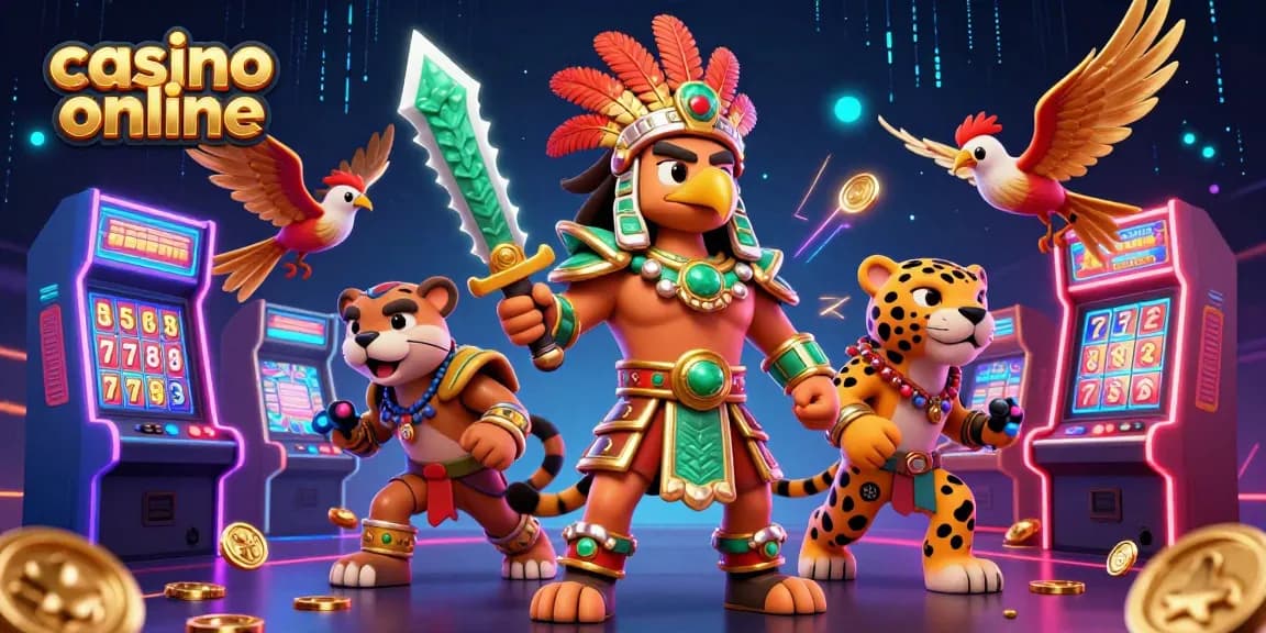 Experience thrilling gameplay with casino online featuring Aztec warriors and vibrant gaming elements.
