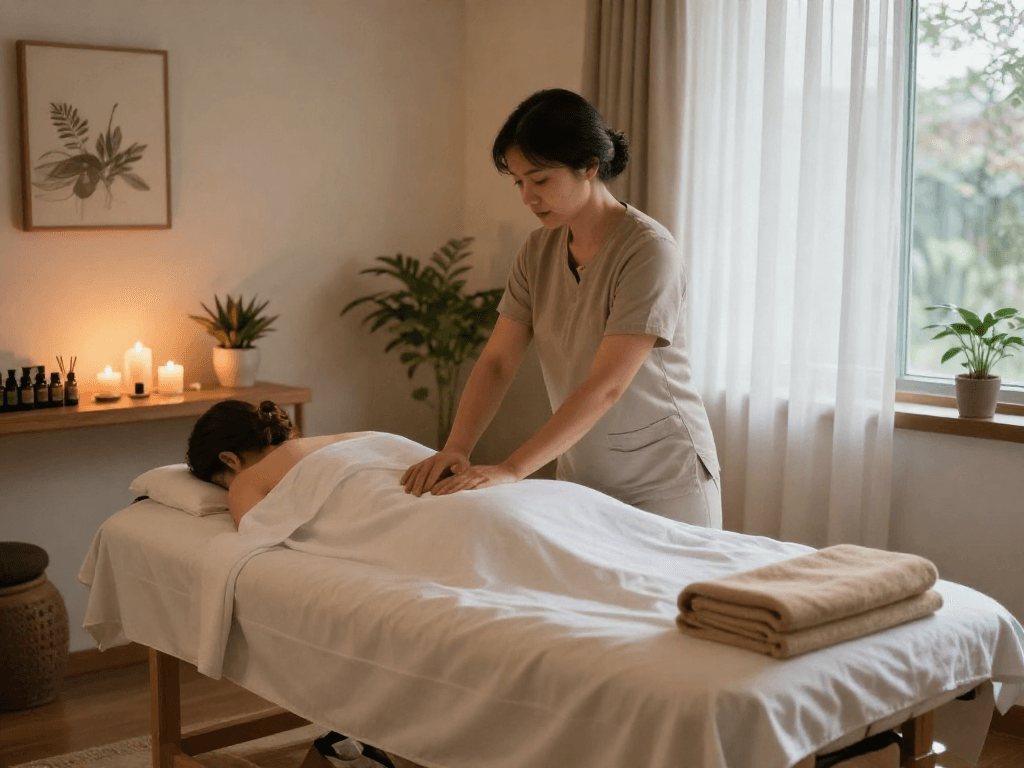 Experience soothing 성남출장 massage therapy in a tranquil setting with a skilled therapist, essential oils, and calming ambiance.