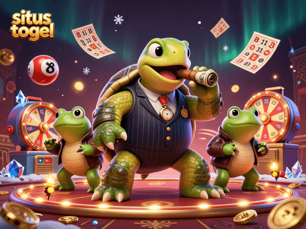 Engage with lotteries at situs togel, featuring vibrant party elements and charming mascot characters.