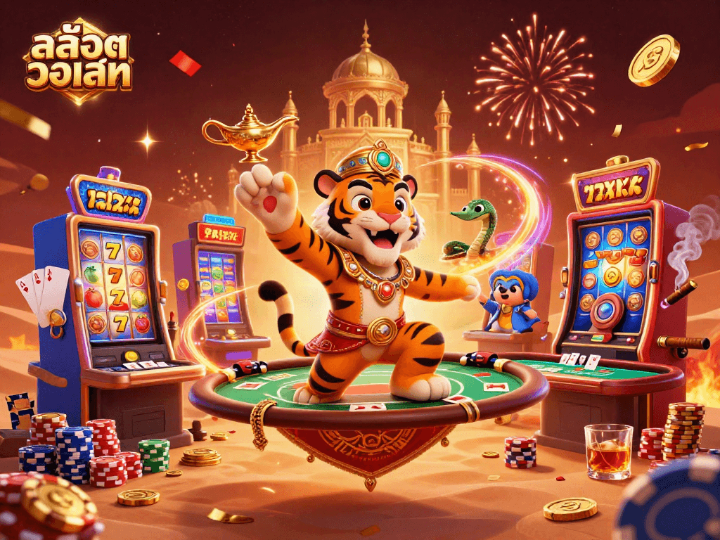 Spin the สล็อตวอเลท reels with luck as the sultan celebrates in a vivid casino world.