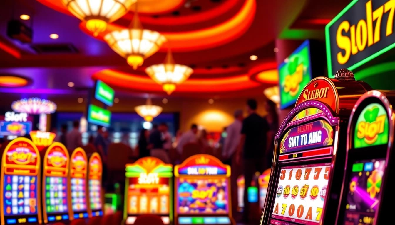 Rasakan keseruan Slot77 di lingkungan kasino yang meriah dan penuh warna.