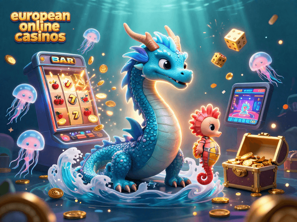 Experience the thrill at european online casinos, featuring vibrant creatures and gaming elements.