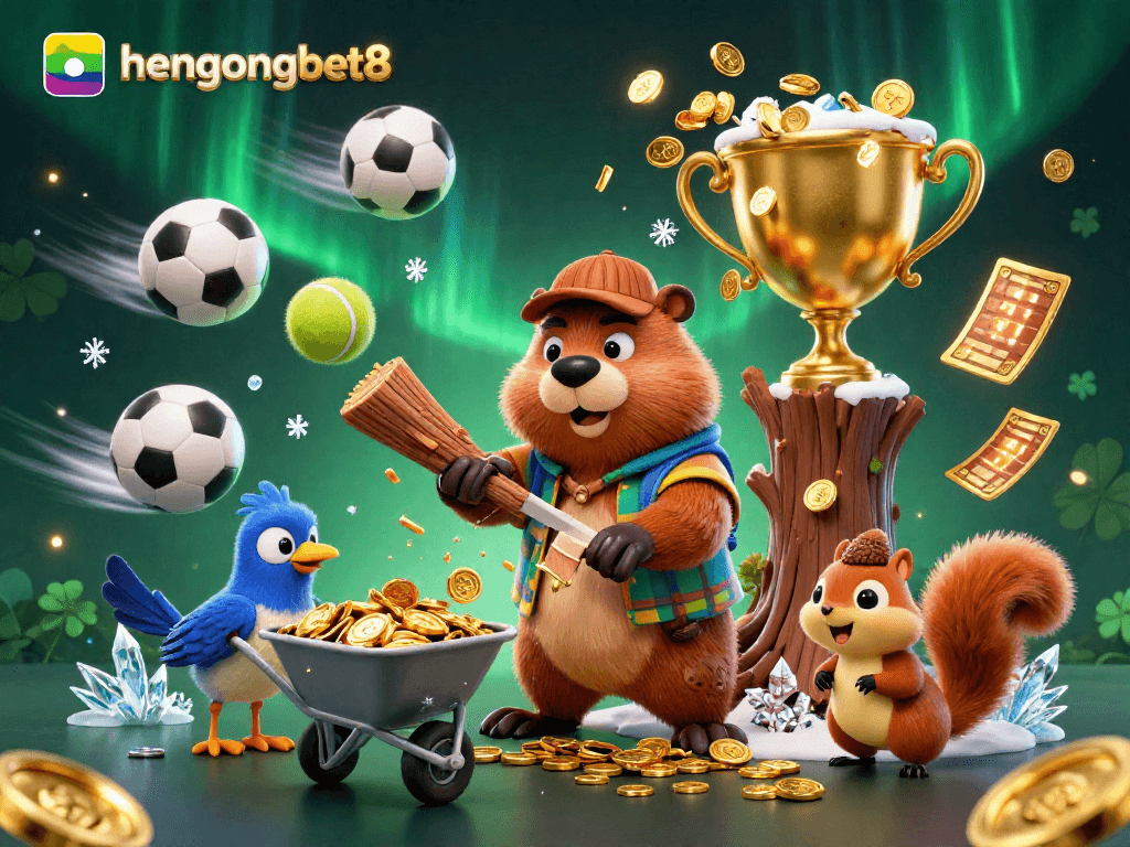 Experience engaging sports betting visuals with hengongbet8's vibrant 3D illustration featuring animated characters.