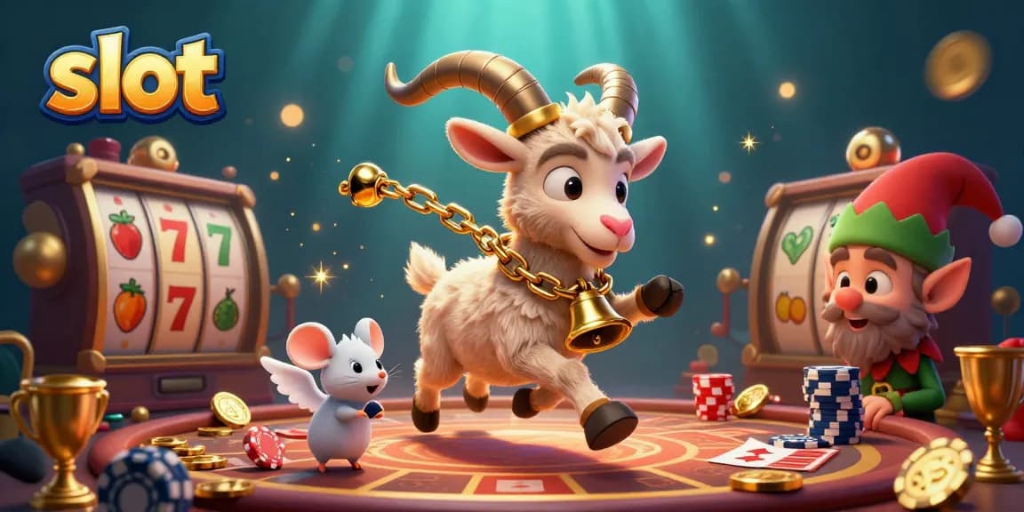 Experience the excitement of slot machines in a festive casino scene featuring Krampus and elves.