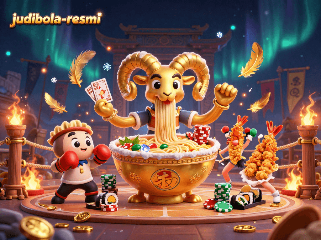 Betting excitement with judibola-resmi's vibrant casino scene featuring dynamic characters and rich gambling elements.