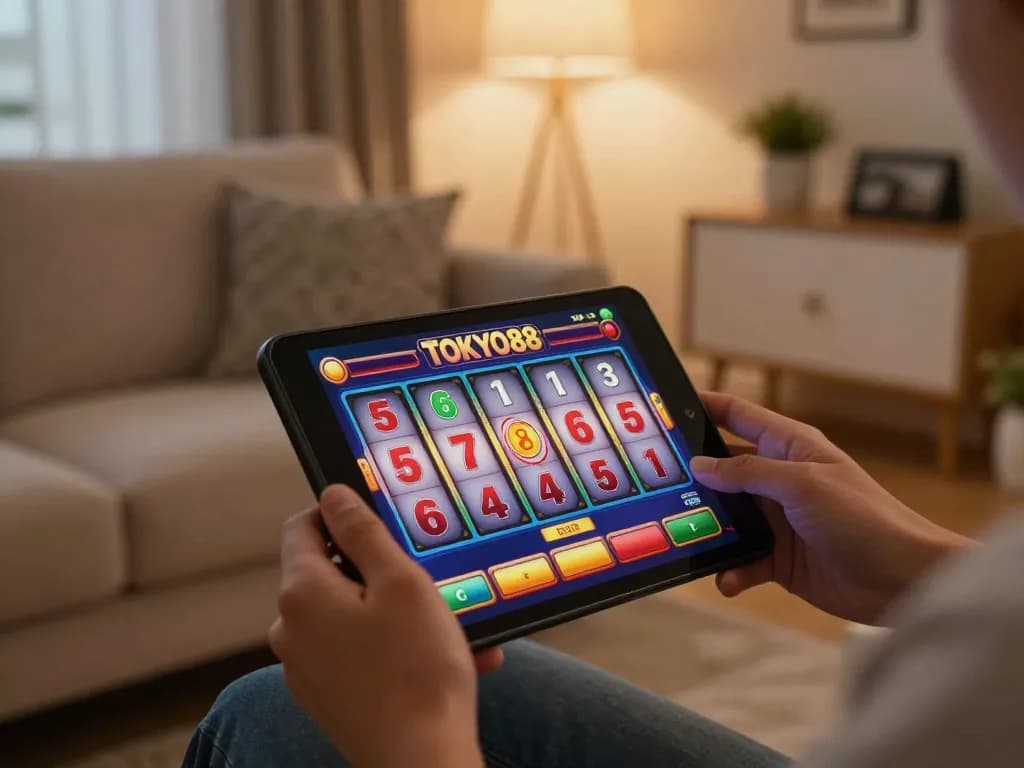 Momen permainan online yang menarik dengan antarmuka slot TOKYO88 terlihat di smartphone
