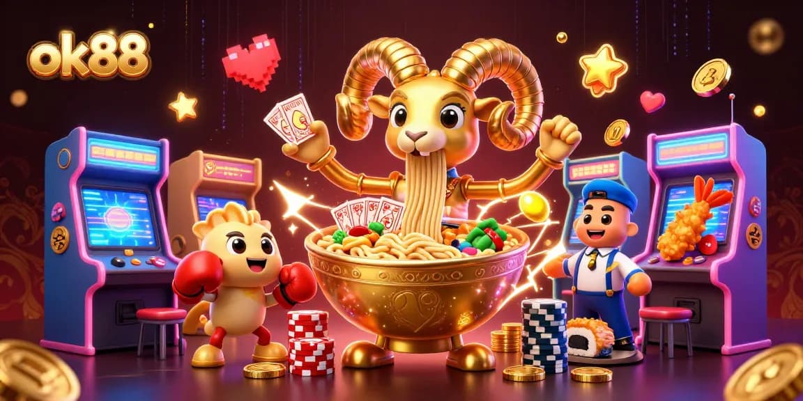 Experience exciting gambling action with ok88 featuring a dynamic 3D casino scene of animated characters.