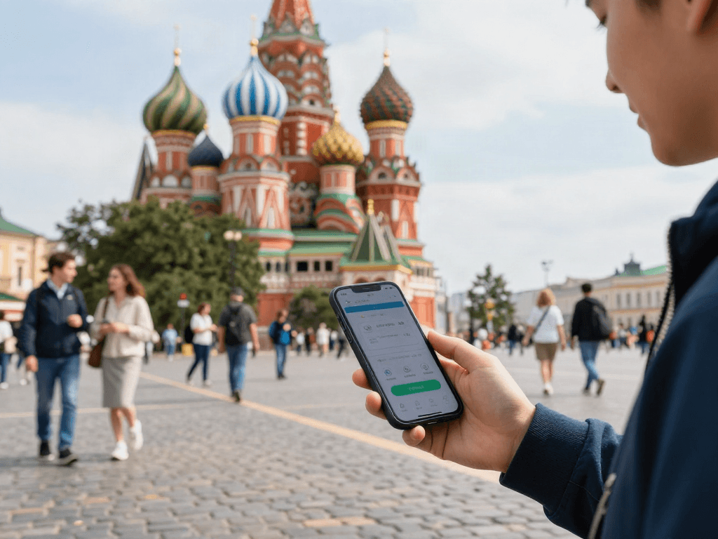 Menggunakan aplikasi pembayaran di https://payinrussia.com/ saat menjelajahi tempat wisata di Rusia.
