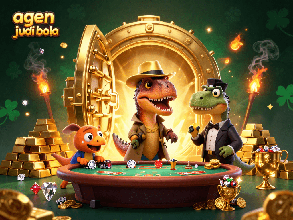 Engage in thrilling betting action with the agen judi bola at a lively casino scene.