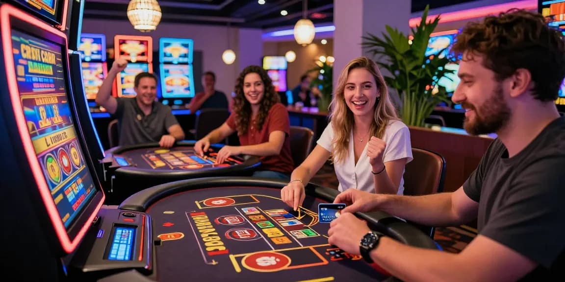 Exciting gameplay at credit card casinos at https://chps.org.uk with diverse players enjoying slots and table games.
