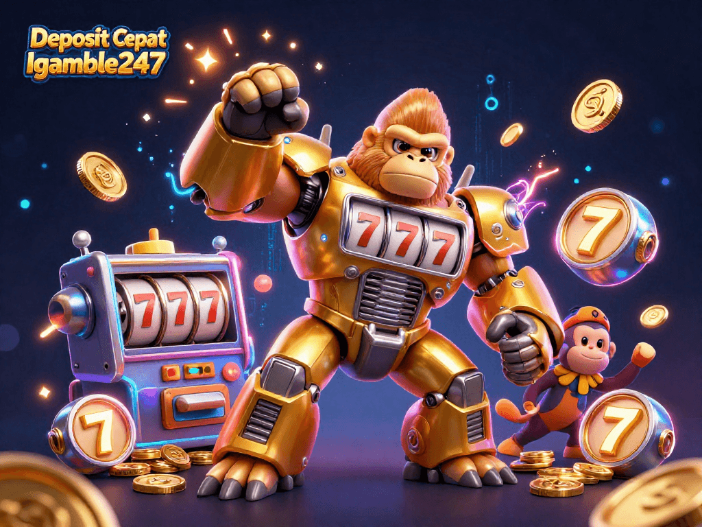 Engage in thrilling gaming with Deposit Cepat Igamble247 featuring dynamic mech and casino elements.