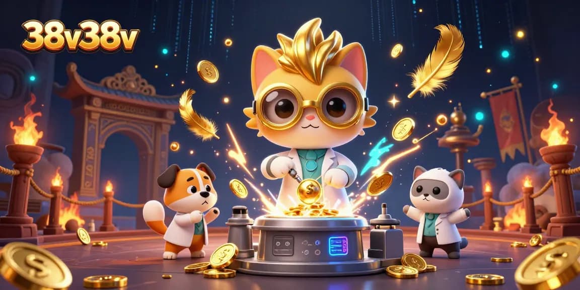 Engage with stunning 38v38v casino action featuring animated scenes of winning gold.