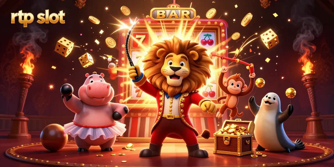 Experience big wins at rtp slot with vibrant circus characters and a thrilling jackpot scene.