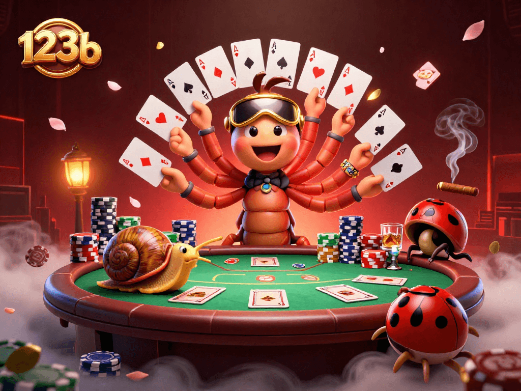 Experience thrilling action in 123b's animated poker scene, featuring colorful chips and cards!
