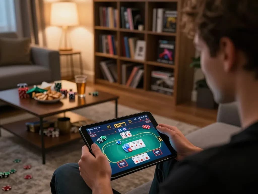 Engaging in online gaming on a tablet, showcasing casino esteri che accettano italiani in a cozy home setting.