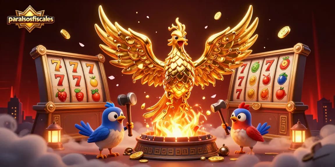 Permainan slot gacor oleh paraisosfiscales menampilkan phoenix emas dan elemen kasino kaya visual.