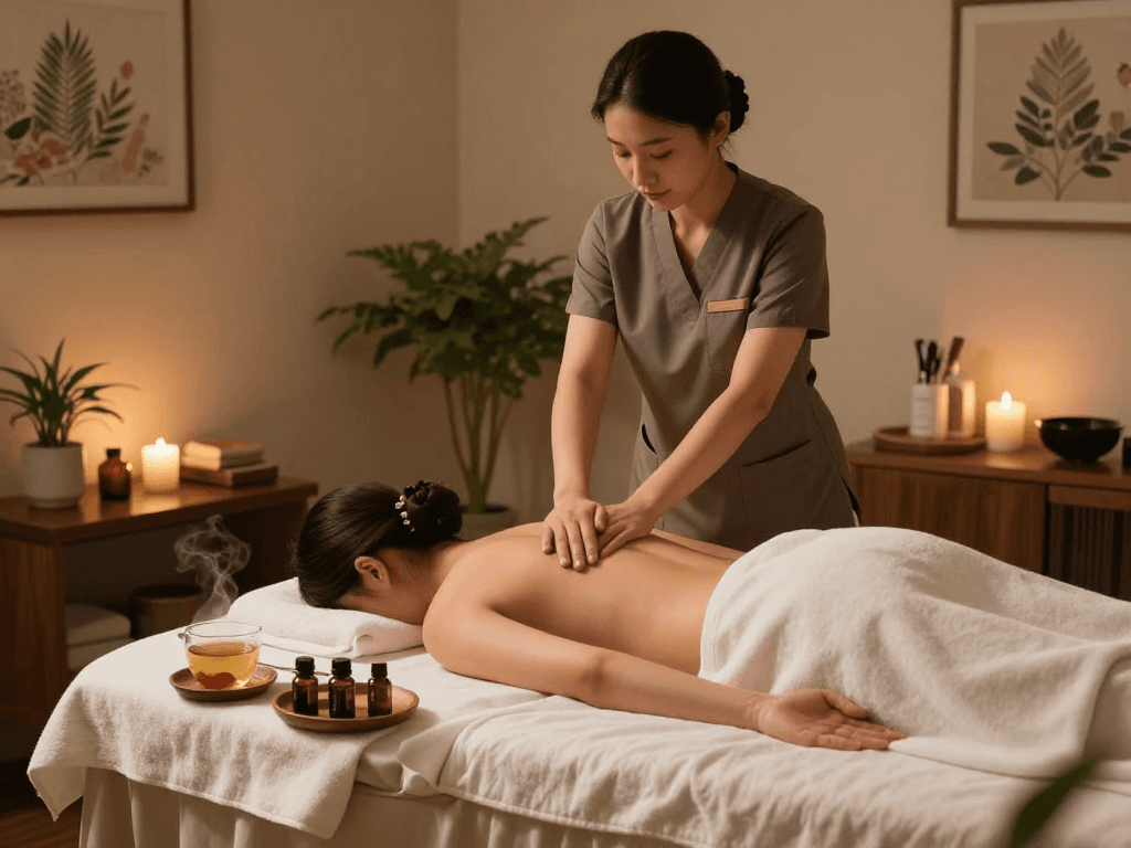 Experience soothing full-body massage at mantra88 wellness spa, tranquil private treatment room.