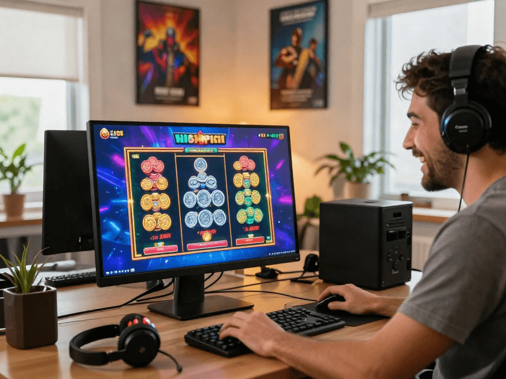 Player engaged in an exciting casino online slot game with colorful graphics and vibrant ambiance.