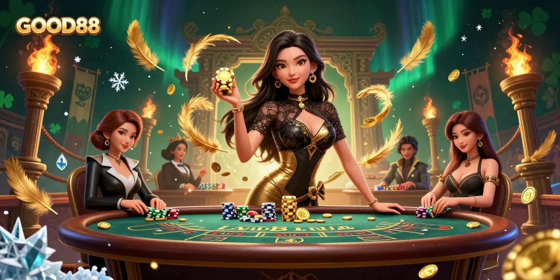 Win big at GOOD88's exclusive VIP baccarat scene with stunning visuals and glamorous atmosphere.