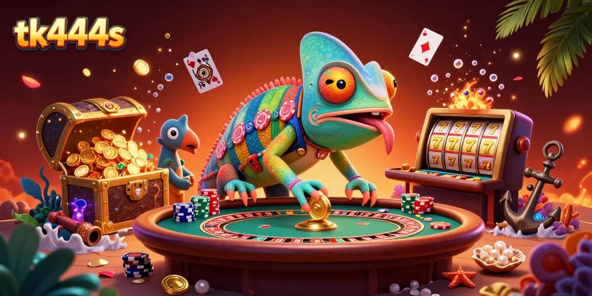 Engage in thrilling gameplay with tk444s, highlighted by a dynamic casino scene featuring vibrant characters.