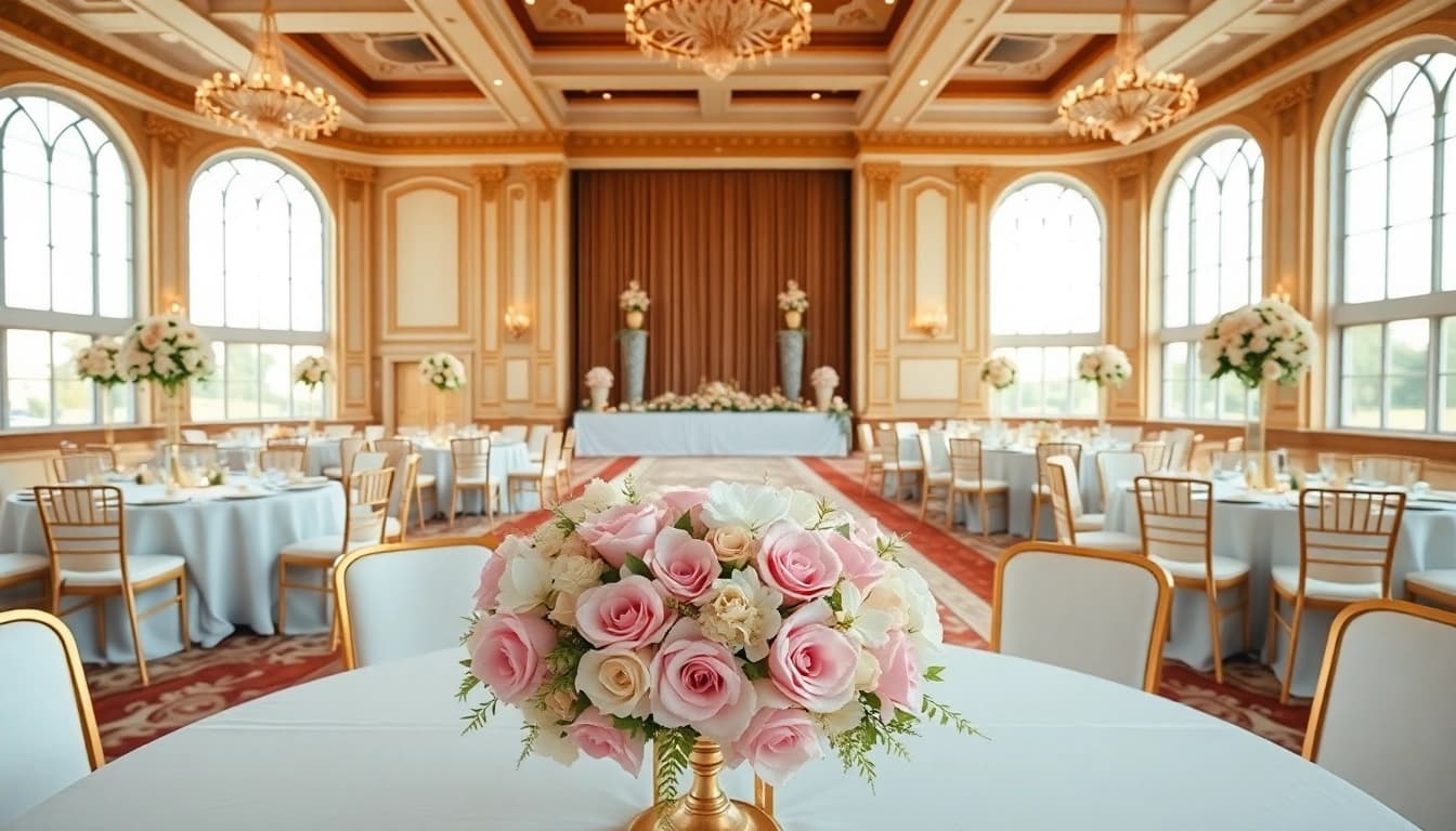 Beautiful wedding setup in a Wedding Event Space Jacksonville showcasing elegance and romance.