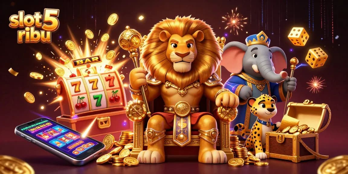 Spin to win with slot 5 ribu in a vibrant casino scene filled with excitement and jackpots.