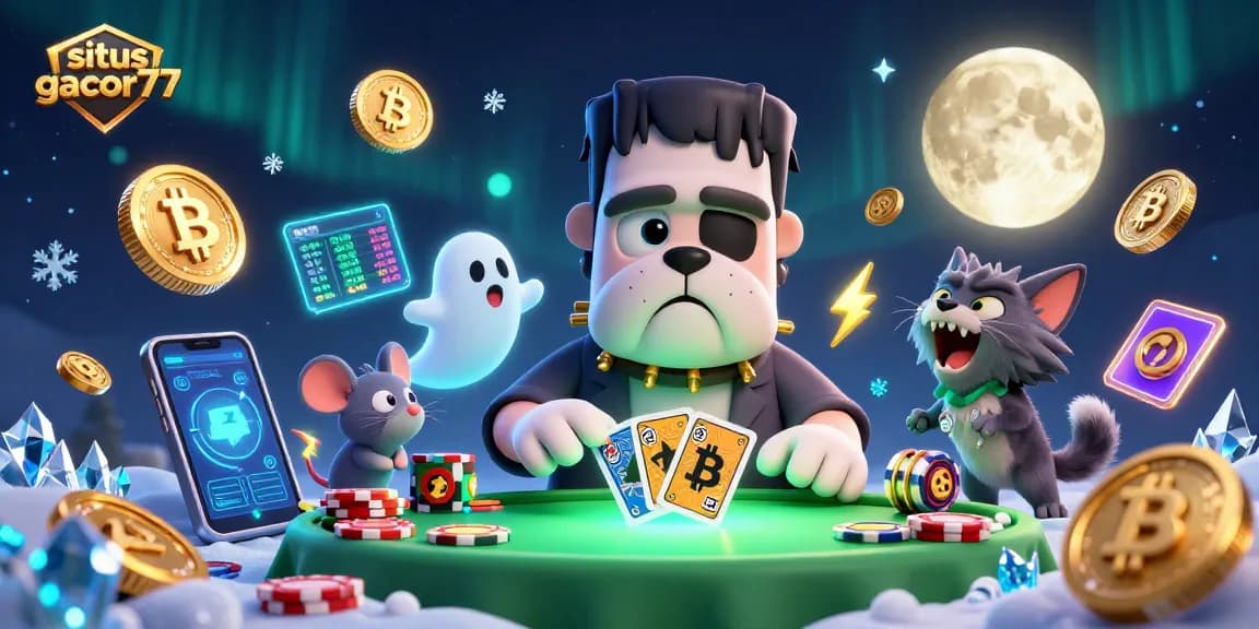 Situs gacor77 menampilkan permainan kasino dengan karakter kartun yang unik dan elemen slot yang menarik