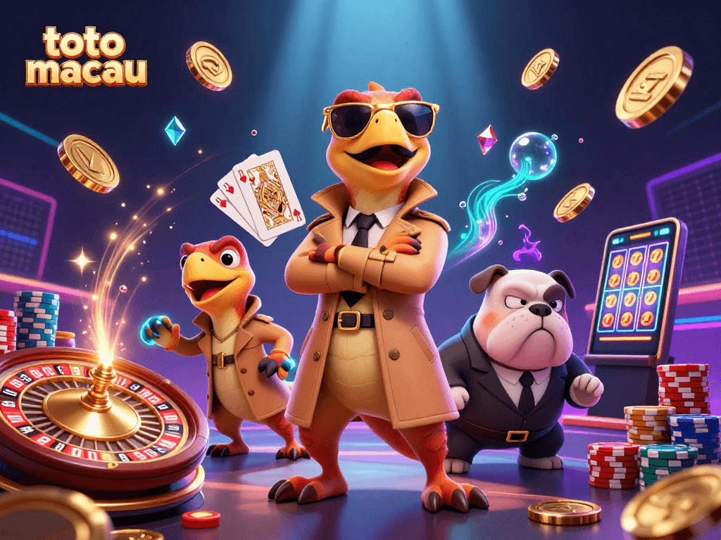 Experience the excitement of toto macau with raptors in disguise entering a VIP casino.
