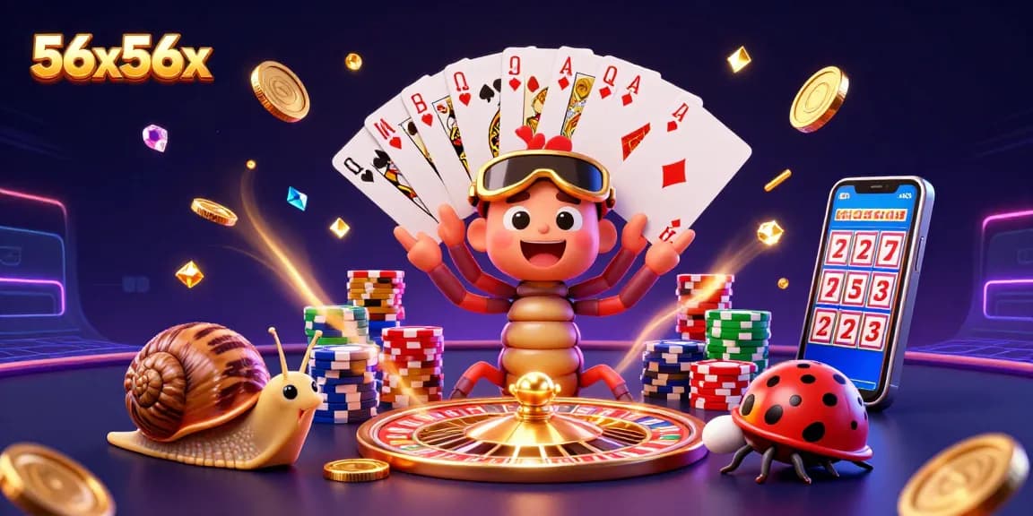 Spin the 3D roulette wheel and enjoy the vibrant casino scene at 56x56x with engaging characters and game elements.