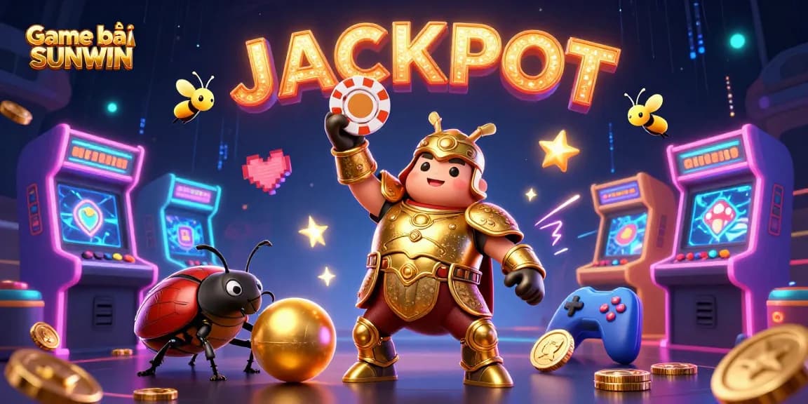 Experience thrilling moments with Game bài SUNWIN as beetles celebrate a big win amidst casino elements.