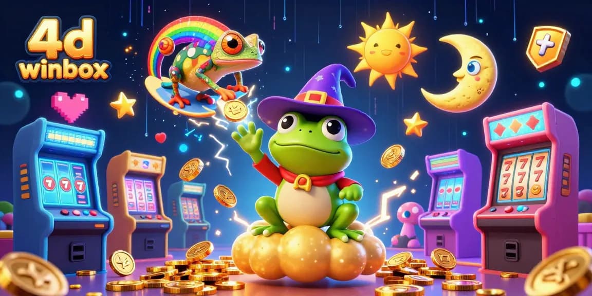 Experience the magic of 4d winbox with animated characters and glowing gaming elements.