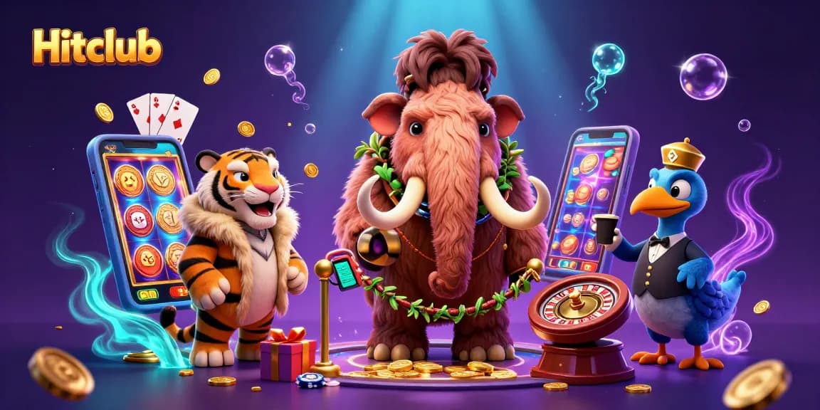 Engage with Hitclub's exciting slots featuring cheerful characters and vivid game elements, highlighting casino fun.