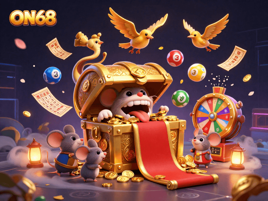 Engage with ON68's thrilling gaming experience and jackpot opportunities amidst a vibrant casino atmosphere.