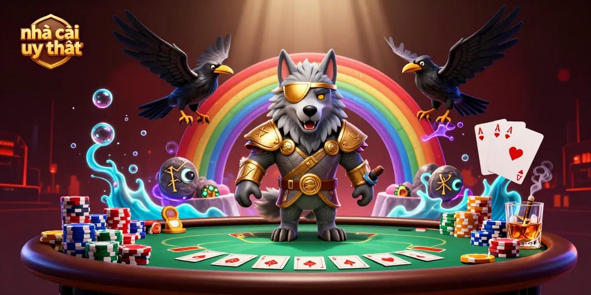 Engage in thrilling moments at Nhà cái uy tín with vibrant casino elements and mythical characters.